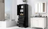 Storage Cabinet with 2 Doors and 4 Drawers for Bathroom, Office, Adjustable Shelf, MDF Board with WF302825AAB