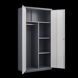Gray Steel Large Capacity Lockable Wardrobe with Hanging Rod and Compartments for Bedroom, Living W1247P293800