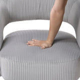 Modern Luxurious Swivel Accent Chair Gray Soft Corduroy Upholstery Plush Seating Solid Wood Stylish B011P256232