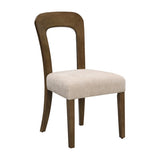 Dining Chairs Set of 2, Upholstered Kitchen Side Chairs with Beige Fabric Seating Light Brown Solid N779P236958A