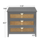 ZUN 3 Drawer Cabinet,Natural rattan,American Furniture,Suitable for bedroom, living room, study W68858065