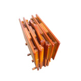 Folding Trays with Storage Rack,Snack Table - Set of 4,honey W49539832