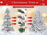 Artificial 7ft Flocked Christmas Tree with 1124 PE/PVC Mixed Branch Tips, Pine cone*45pcs, memory 11930555