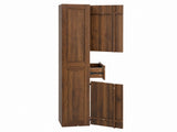Tall Narrow Storage Cabinet, Wooden Freestanding Bookshelf with Doors & drawer, Slim Display W331P515578