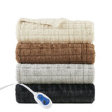 1 PCS 50x70" Oversized Faux Fur Heated Throw Brown Texture B035P319580