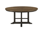 ZUN Traditional Farmhouse 1pc Dining Round Table Two-Tone Finish Gray Brown Finish Beautiful Carved Legs B011P190698