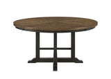 ZUN Traditional Farmhouse 1pc Dining Round Table Two-Tone Finish Gray Brown Finish Beautiful Carved Legs B011P190698