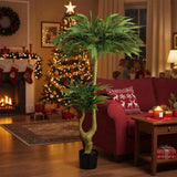 5FT Tall Artificial Plant Fake Potted Willow Tree Faux Green Silk Black Potted Plant for Indoor Home 04716653