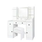 ZUN Vanity Desk with Mirror and Lights Makeup Desk with Drawers and Cabinet Vanity Table with Led Light 50229899