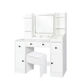 ZUN Vanity Desk with Mirror and Lights Makeup Desk with Drawers and Cabinet Vanity Table with Led Light 50229899