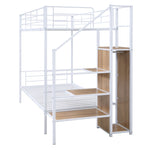 ZUN Twin Over Twin Metal Bunk Bed with Lateral Storage Ladder and Wardrobe, White MF315578AAK