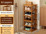 6-Tier Stacked Shoe Rack Unit, Bamboo Square Shoes Organizer, Freestanding Storage Shelf 36606086