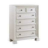 ZUN Classic Luxury Pearl White Finish Chest of 5x Drawers Wooden Bedroom Furniture 1pc, Dart Molding B011P242370