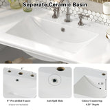 36" Bathroom Vanity with Ceramic Sink, Bathroom Vanity with Adjustable Shelf and Open Shelf, with N817P286249W