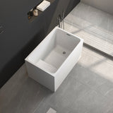 43" Acrylic Freestanding Bathtub with seat Spacious rectangle Shape, Gloss White Finish, Chrome W1675P225124