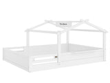 Full Size Floor Bed with Guardrails and Roof, Kids House Floor Bed with a Small Built-in Tray and W1580P396332