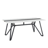 70.9"Rectangular Large Table, Marble Grain Waterproof Large Desk for 8 People, Deluxe Family 49672511