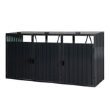 ZUN Garbage Bin Shed Stores 3 Trash Cans Metal Outdoor Bin Shed for Garbage Storage,Stainless Galvanized W540120221