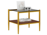 Set of 2 Rectangle End Table, Tempered Glass Tabletop with MDF layer, Modern Table for Living Room , W241P184252