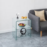2 layer Tempered Glass Side Table, Clear glass Sofa Table W1718P233037