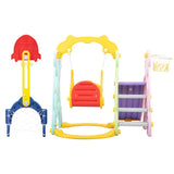 ZUN 5 in 1 Slide and Swing Playing Set, Toddler Extra-Long Slide with 2 Basketball Hoops, Football, W2181139401