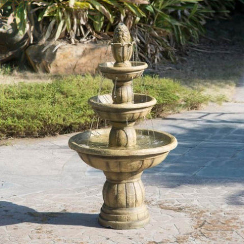 ZUN 31.5x31.5x29.5" Classic 3-Tier Garden Water fountain, Outdoor Polyresin Freestanding Fountain W2078124553