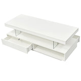 LED Coffee Table with Storage, Modern Center Table with 2 Drawers and Display Shelves, Accent 23639426