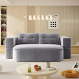 78.7" Modern 2-in-1 Foldable Sofa with Functional Blanket and 2 Soft Pillows,Comfortable Plush W3219P317385