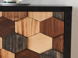 Distressed Storage Cabinet with Honeycomb Pattern, Modern Accent Cabinet with Doors for Entryway W3040P382292