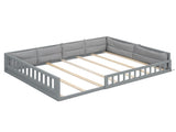 Wood Full Size Upholstered Platform Bed with Guardrail and Pillow, Gray WF323090AAE