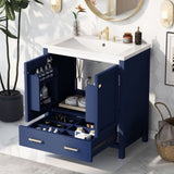 ZUN 30" Blue Bathroom Vanity Single Sink, Combo Cabinet Undermount Sink, Bathroom Storage Cabinet 89172432