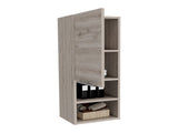 Medicine Single Door Cabinet 32" H, Two Interior Shelves, Two External Shelves, Light Gray B097133165