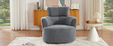 360&deg Swivel Chair Upholstered Accent Barrel Chair Swivel Round Sofa Chair with Adjustable Headrest N719P272676E