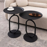 Lantern-shaped Metal End Table, Small Round Side Table, Modern Coffee Drink Cocktail Table, Small W2664P232831