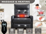Deep Grey PU Single Motor Power Lift Recliner Chair with Massage and Heat for Elderly, Heavy Duty W1803P536617