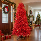 5FT Red Christmas Tree with 624 Tips Hinged Branches PVC Artificial Plant Tree Stable Metal Stand 07495040