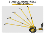 36" x 18" Manual Snow Pusher with T-Handle, Black Blade, Yellow Shaft & Yellow Wheel Hub, Iron 78540796