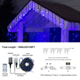 105ft Outdoor Christmas Decoration Lights,1000 LED 8 Modes Curtain Fairy Lights with 50 Drops,Plug 05241446