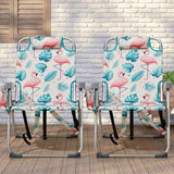 63*70*99cm Heightened Oxford Cloth Silver White Aluminum Tube Bearing 100kg Beach Chair Flamingo 01440155