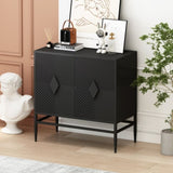 31.50" Modern 2 Door Wooden Storage Cabinet Accent Cabinet with Metal Leg Featuring Two-tier W1435P206312