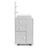 White MDF Folding Nail Desk with 2 Drawers, Cabinet Door & Storage Shelf 24303775