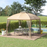 ZUN 10' x 10' Patio Gazebo with Corner Shelves, Double Roof Outdoor Gazebo Canopy Shelter with Removable W2225142540