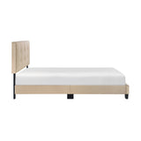 1pc Full Platform Bed Light Brown Velvet Upholstered Adjustable Height Headboard Button Tufted Solid B011P203574