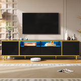 U-Can 70.9'' Modern TV Stand for TVs up to 80 Inches, Entertainment Center with 2 Shelves and LED N724P284377B