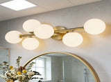 5-Light Bathroom Light Fixtures, Mid Century Modern Gold Bathroom Light Ceiling Light, 3CCT Dimmable W3775P466615