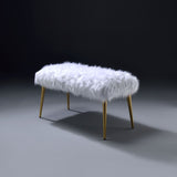 White and Gold Bench with Straight Legs B062P189115