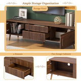 Mid Century TV Stand 2 Drawers, Media Console Table for TVs up to 80'', Entertainment Center N710P222772P