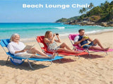 Folding Adjustable Chaise Lounge Chair, Portable Beach Lounge Chair with Backpack Straps & Side 83765864