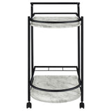 Black and Faux White Marble Serving Cart with Wine Rack B062P145636