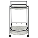 ZUN Black and Faux White Marble Serving Cart with Wine Rack B062P145636